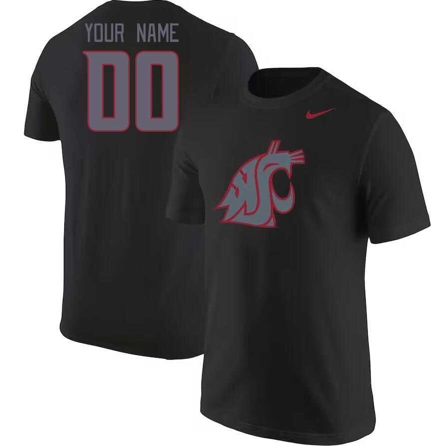 Custom Washington State Cougars Name And Number College Tshirt-Black